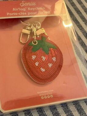 Sonix Sequin Strawberry AirTag Keychain - Red & Green